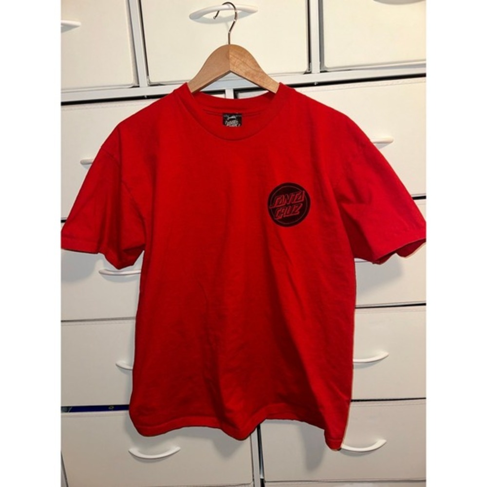 Red Santa Cruz Tshirt Size Large Logo Skateboard Tee Shirt H2‎